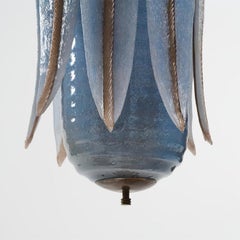 Seguso Murano Glass Suspension Lamp Chandelier Blue, Italy, 1930s