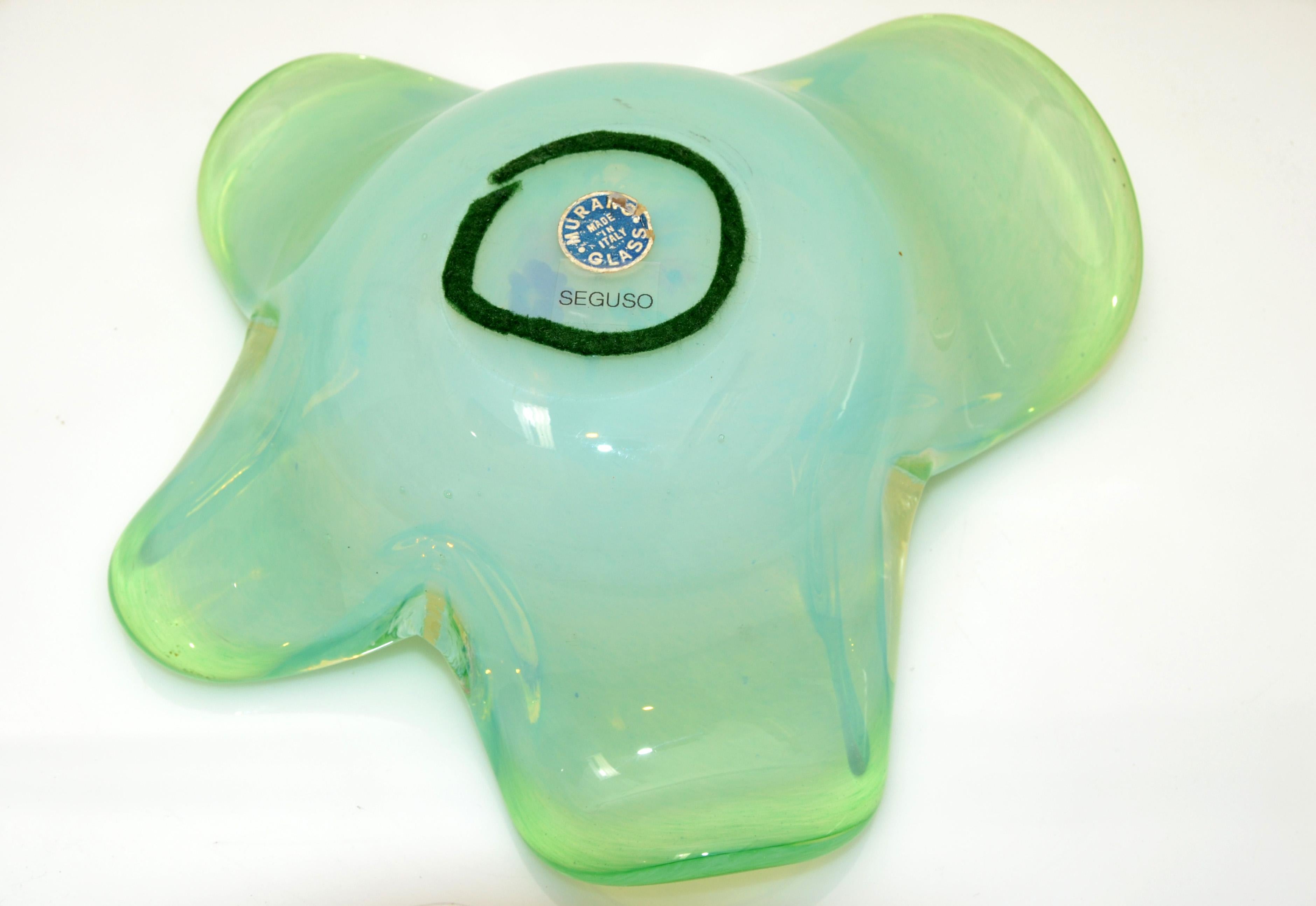Murano Glass Seguso Murano Green Clear & White Millefiori Flowers Bowl, Catchall Italy 1950 For Sale