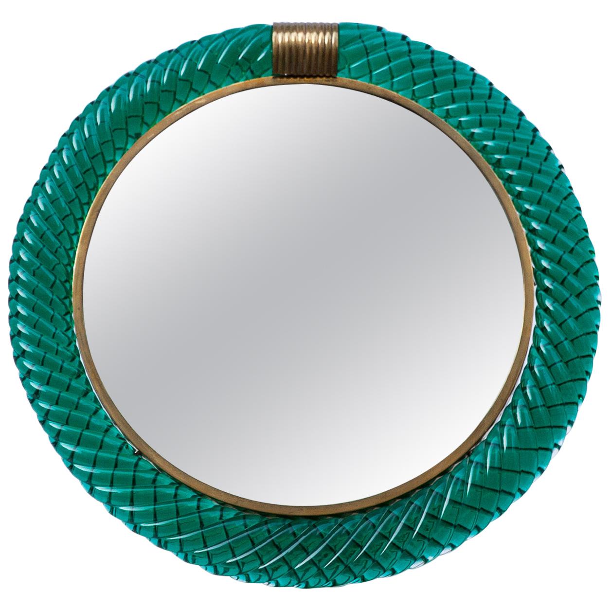 Seguso Murano Green Glass Vanity Mirror