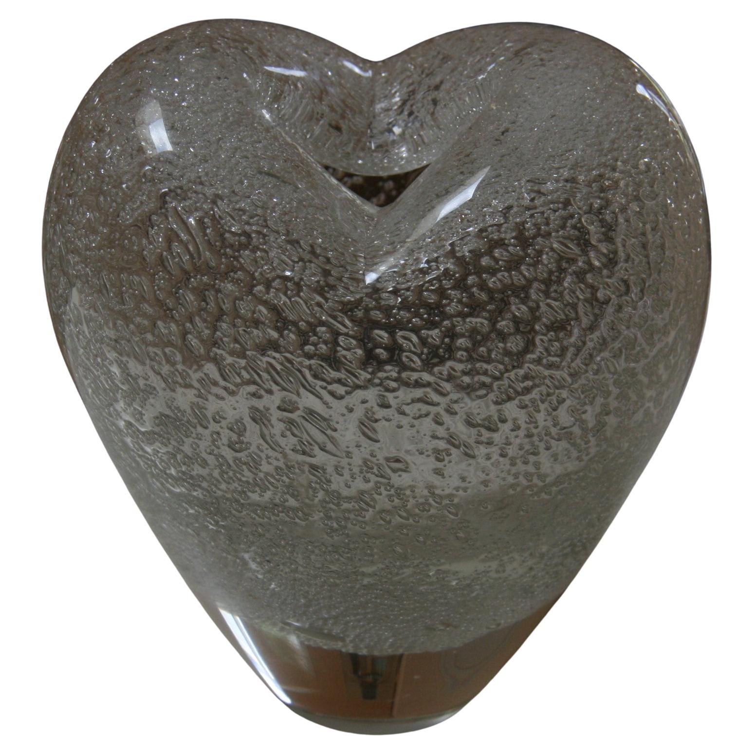  Seguso Murano Heart Shaped Vase/Sculpture For Sale