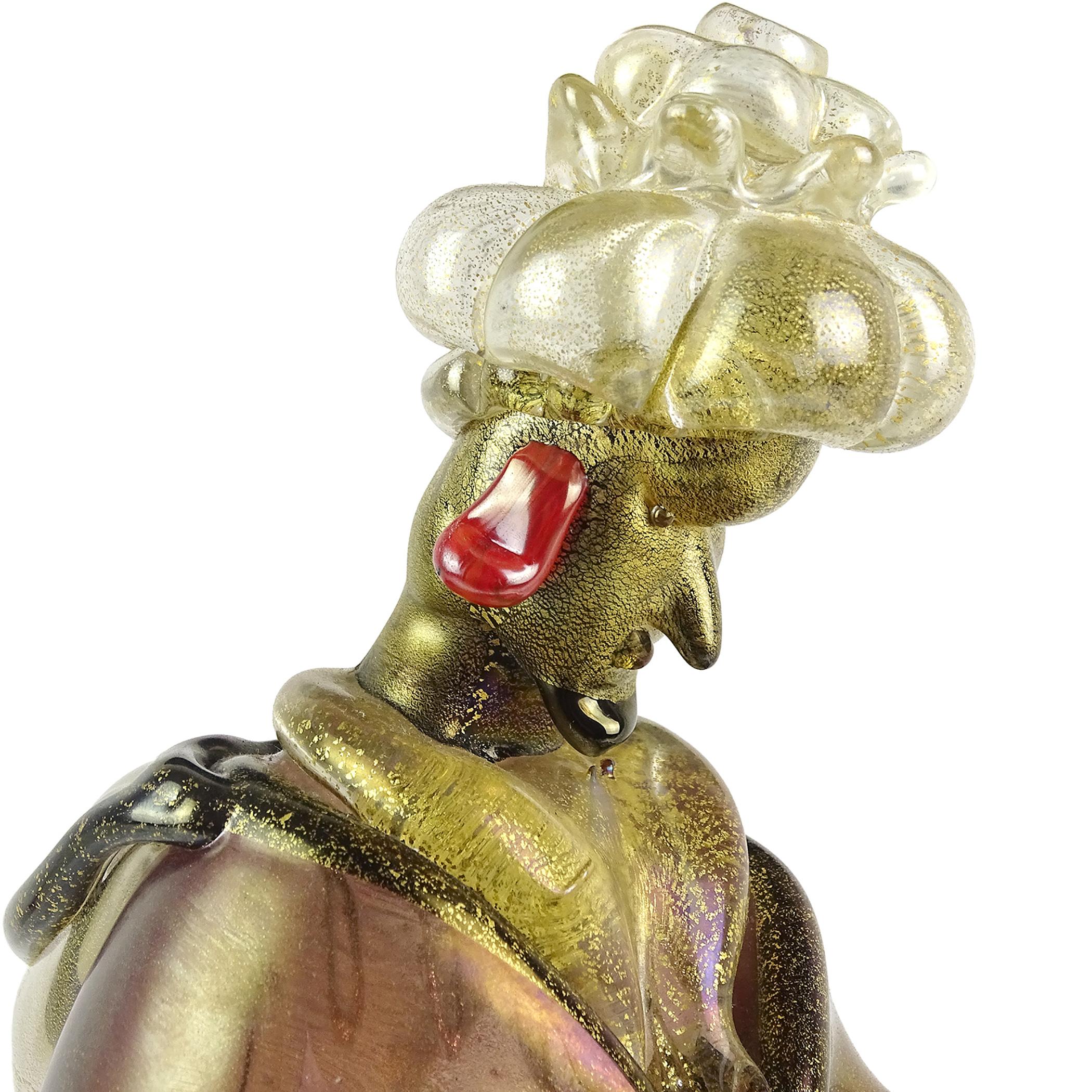 Mid-Century moderno Seguso Murano Iridescente Nero Oro Figura del Presepe di Wiseman in vetro artistico italiano in vendita