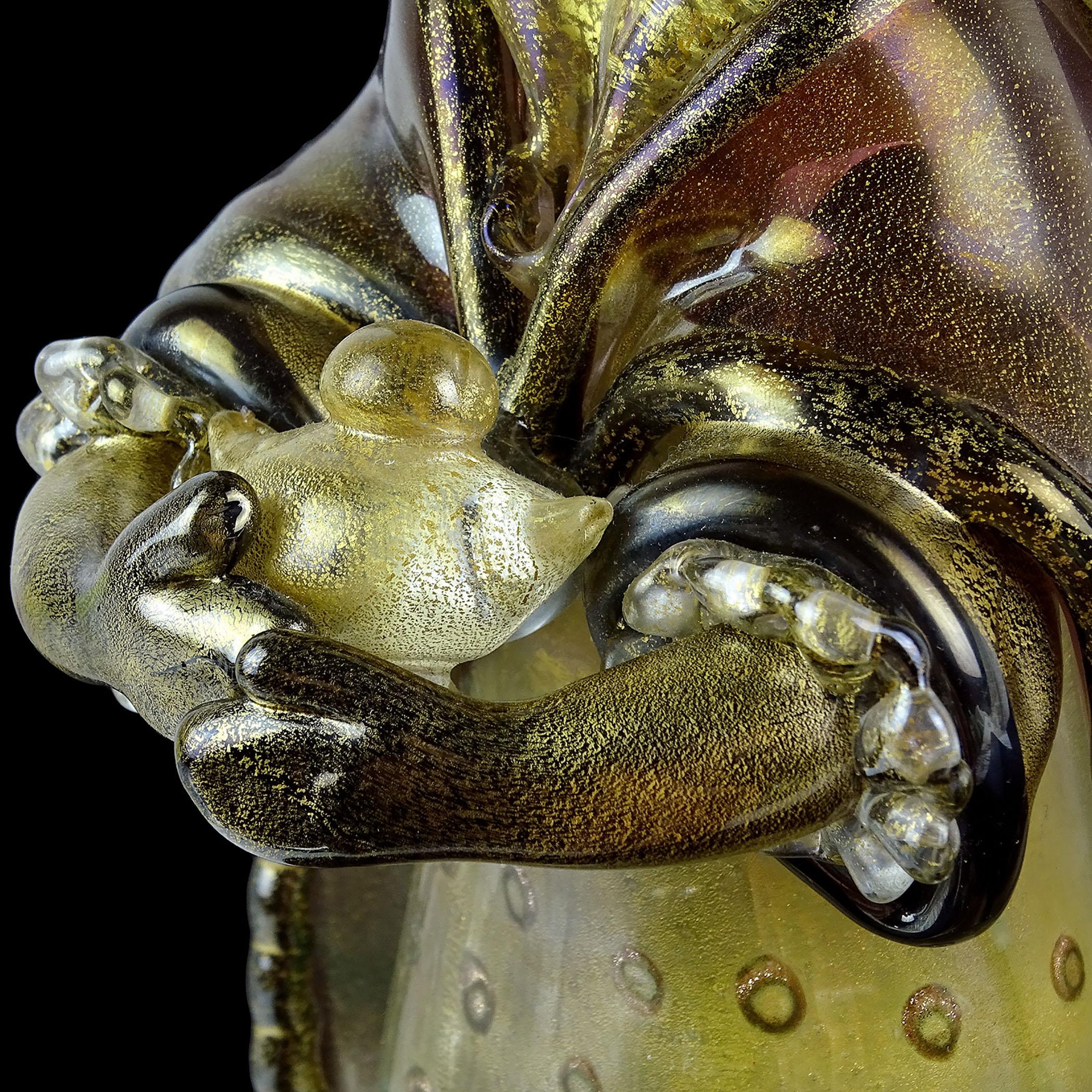 Fatto a mano Seguso Murano Iridescente Nero Oro Figura del Presepe di Wiseman in vetro artistico italiano in vendita
