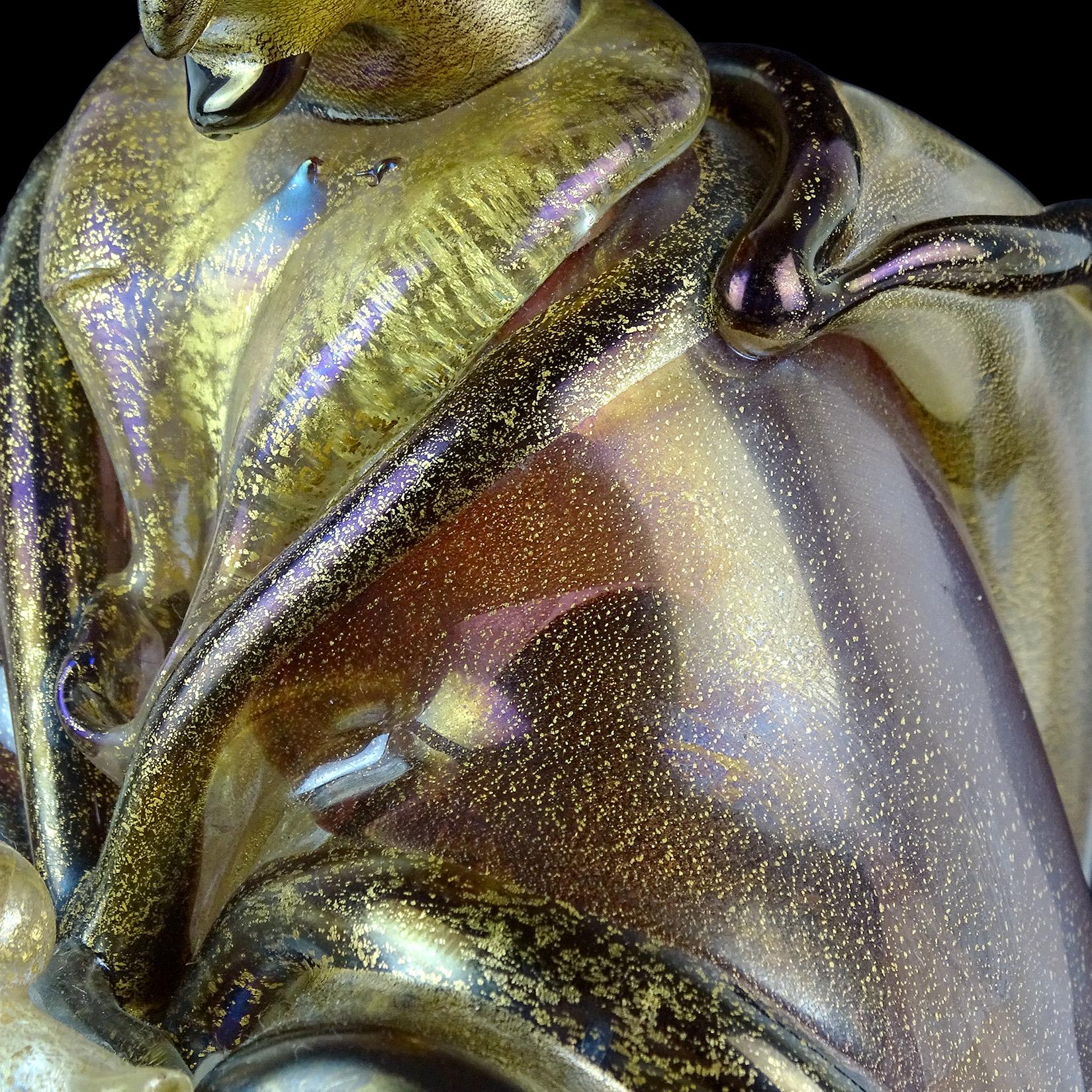 Seguso Murano Iridiscente Oro Negro Figura de Nacimiento Wiseman de Vidrio Artístico Italiano siglo XX en venta