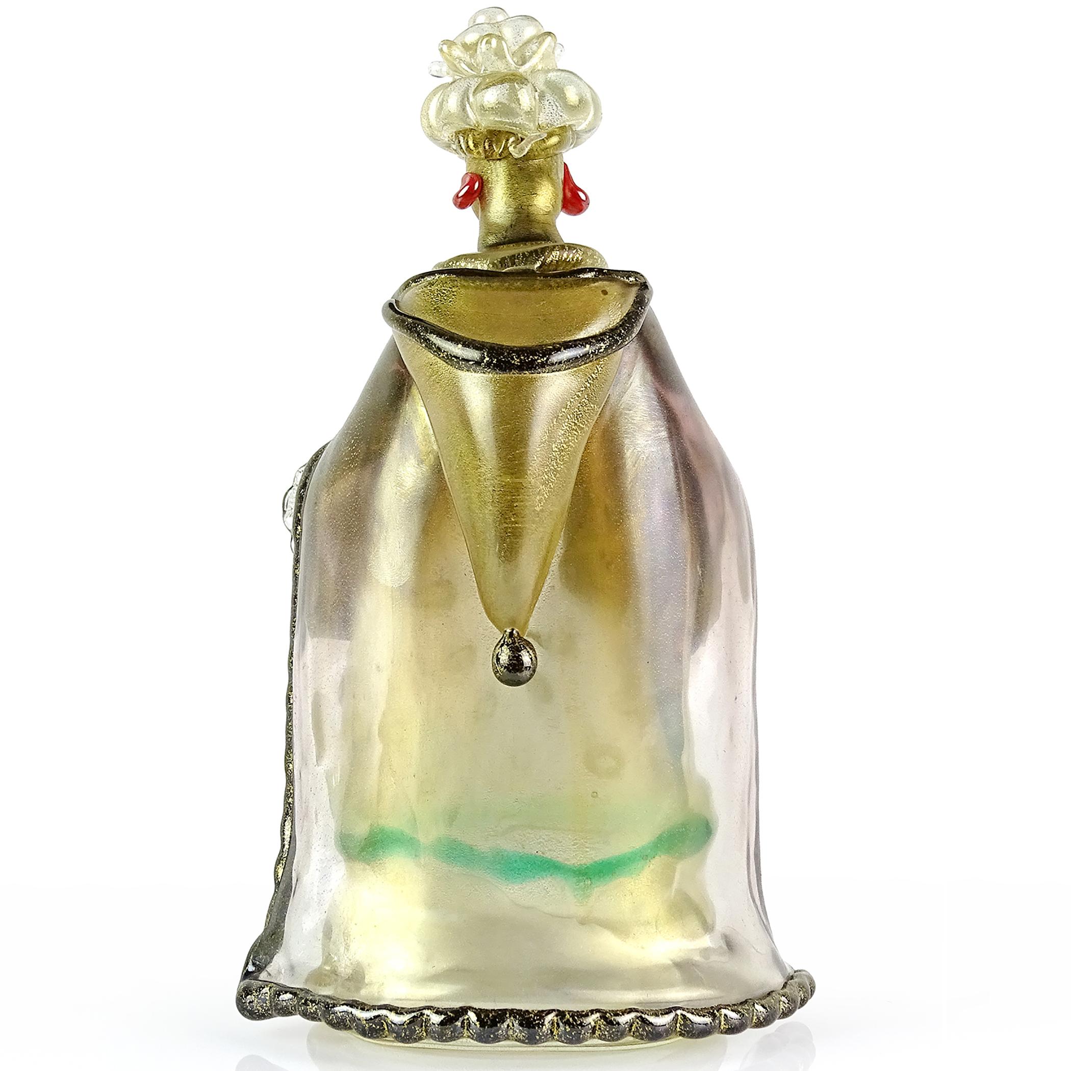 XX secolo Seguso Murano Iridescente Nero Oro Figura del Presepe di Wiseman in vetro artistico italiano in vendita