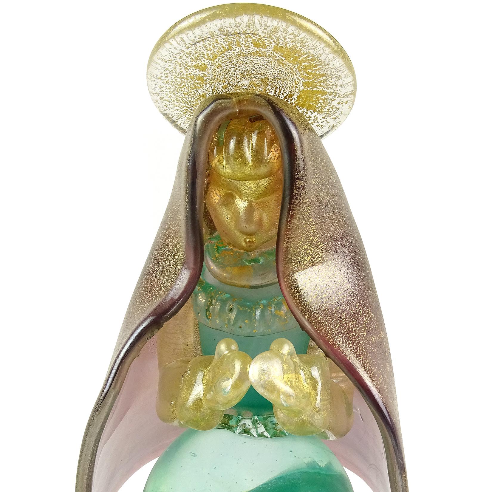 Seguso Murano schillernde blattgoldene italienische Kunstglas-Figur der Jungfrau Maria (Moderne der Mitte des Jahrhunderts) im Angebot