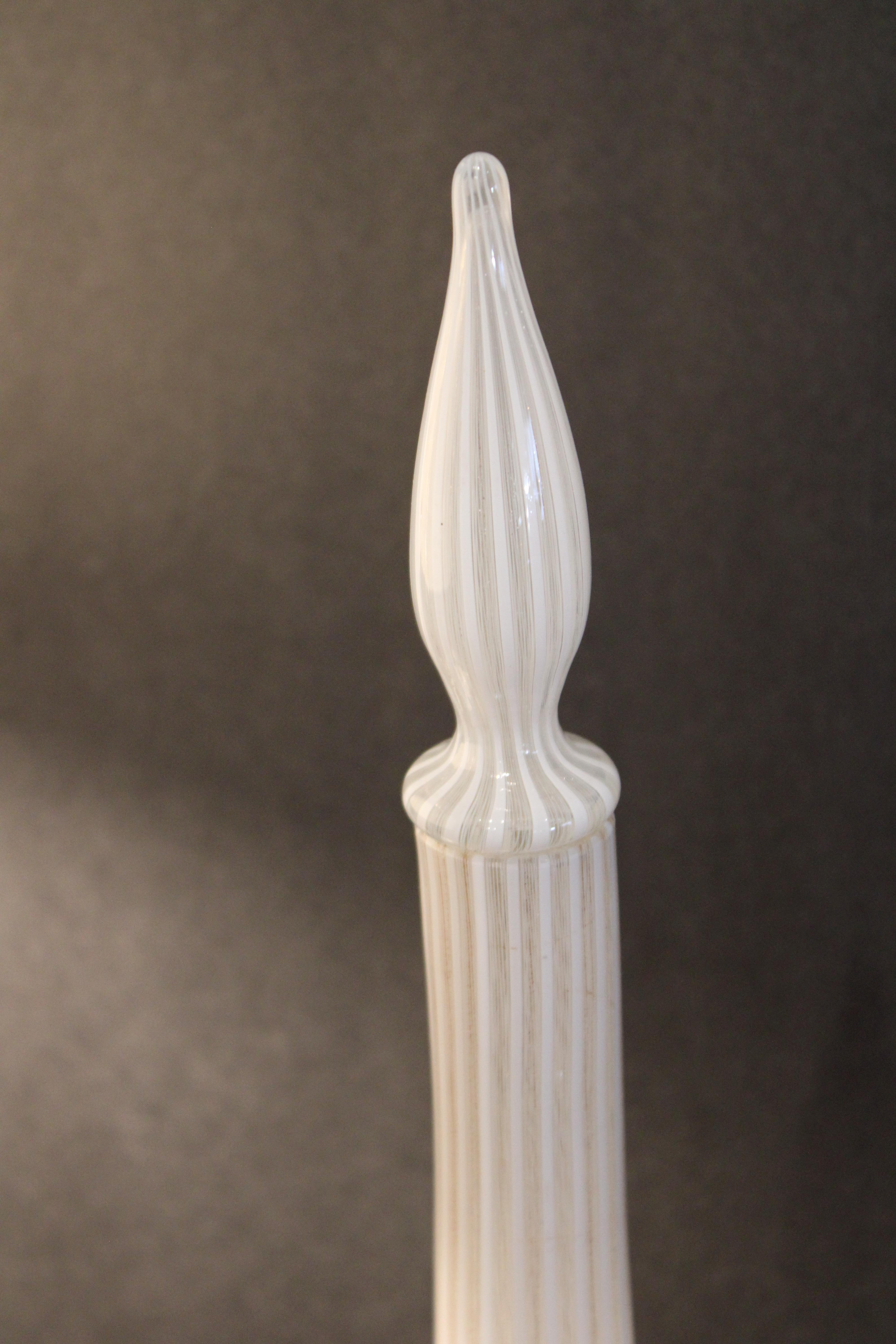 Late 20th Century Seguso Murano Latticino Bottle/Decanter with Stopper For Sale
