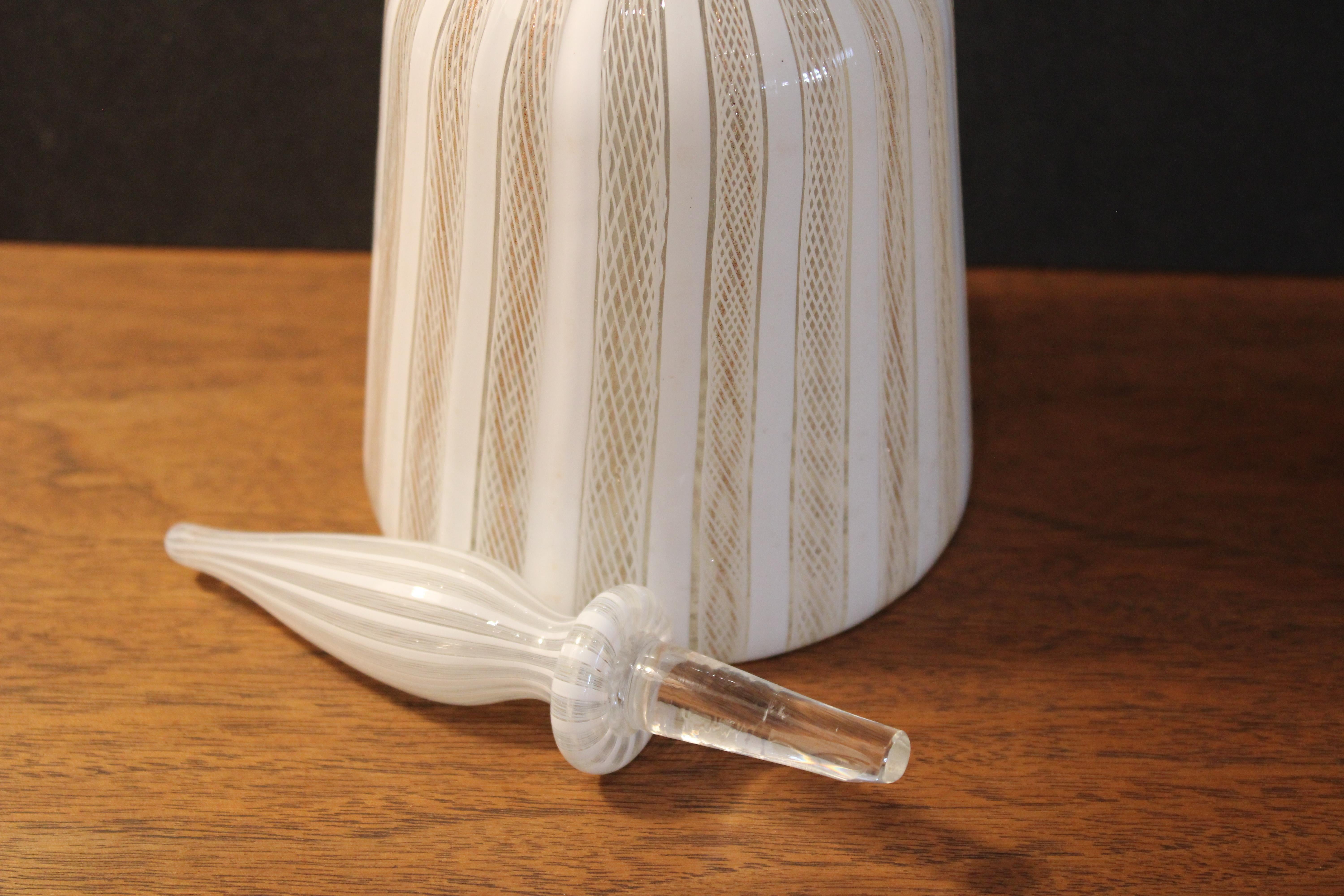 Art Glass Seguso Murano Latticino Bottle/Decanter with Stopper For Sale