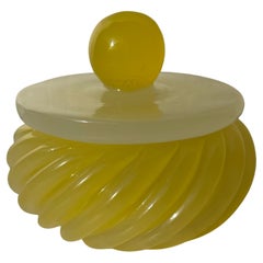 Seguso Murano giallo opalescente, scatola decorativa con coperchio per gioielli.