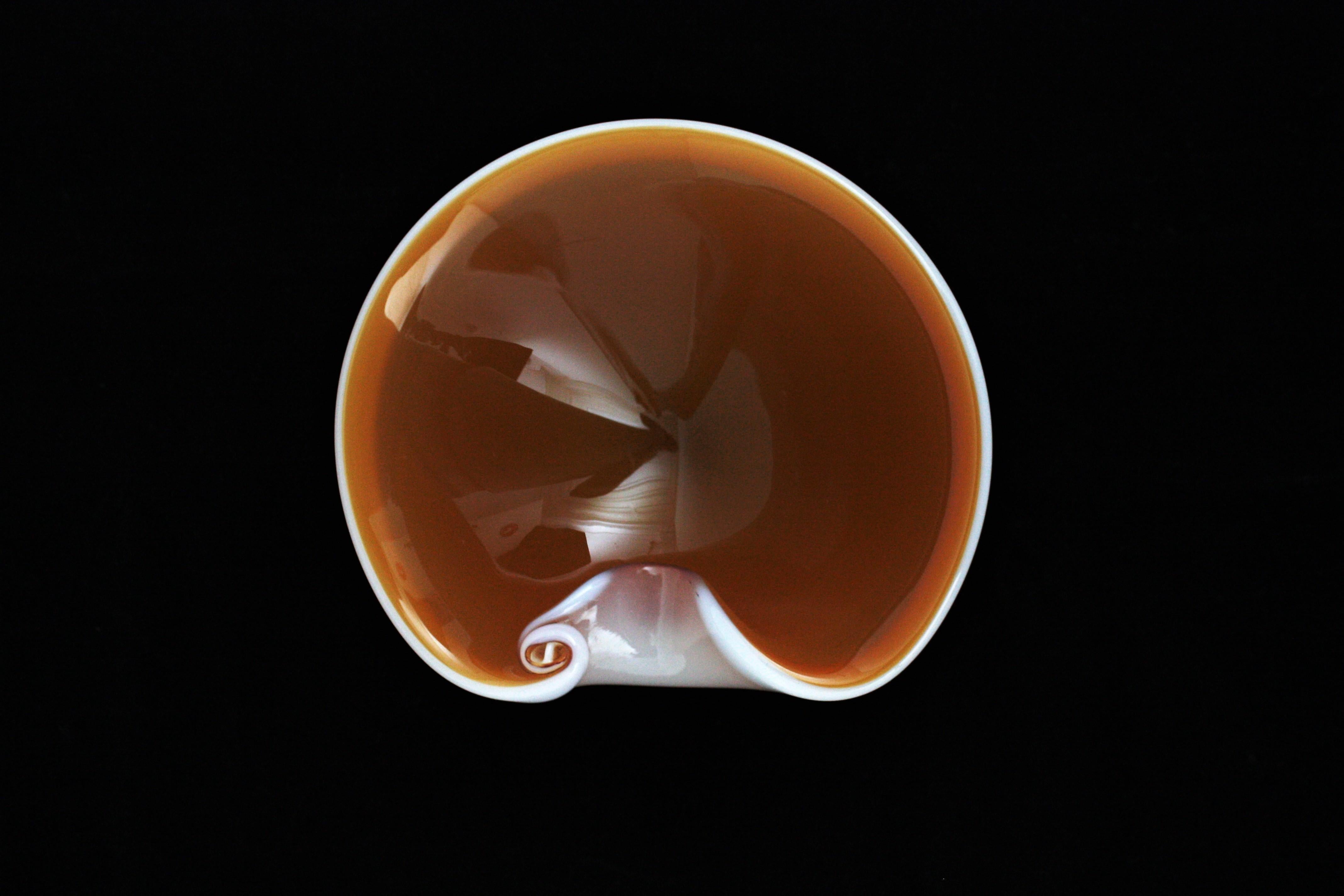 Seguso Murano Orange White Art Glass Shell Bowl Ashtray For Sale 5
