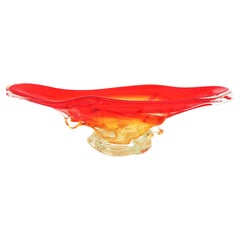 Seguso Murano Orange Yellow Clear Sommerso Art Glass Centerpiece, 1960s