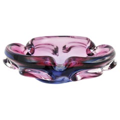 Seguso Murano Pink and Purple Sommerso Art Glass Bowl or Ashtray, Italy, 1960s