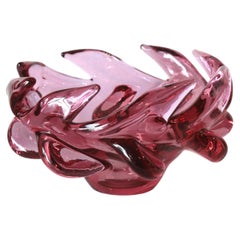 Seguso Murano Pink Purple Sommerso Art Glass Centerpiece Bowl