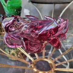 Seguso Murano Pink Purple Sommerso Art Glass Centerpiece Bowl