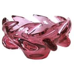 Vintage Seguso Murano Pink Purple Sommerso Art Glass Centerpiece Bowl