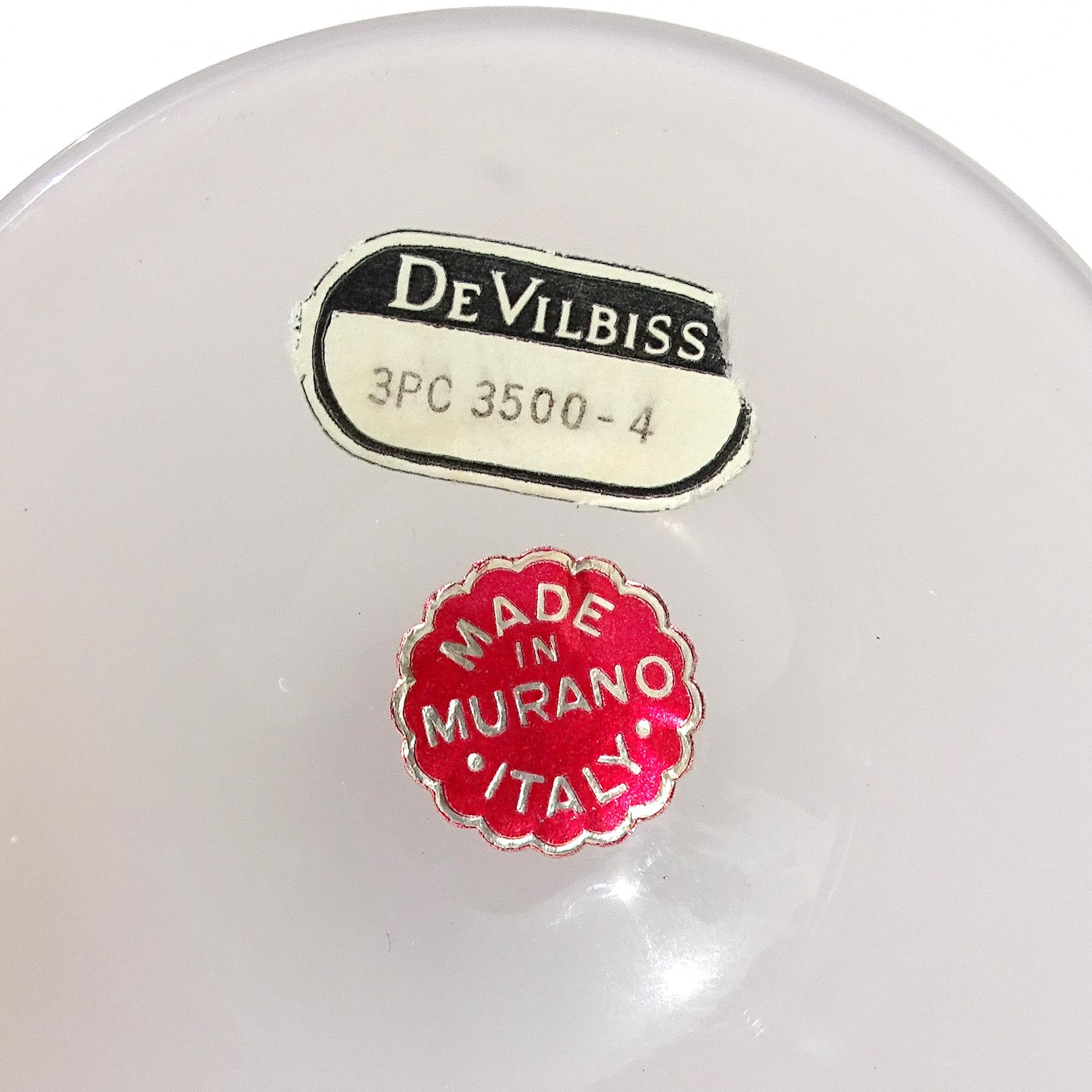 Seguso Murano Rosa Blanco Opalescente Vidrio de Arte Italiano Perfume Atomizador de Vanidad en venta 3