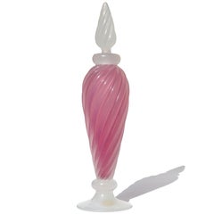 Seguso Murano Pink White Opalescent Italian Art Glass Vanity Perfume Bottle