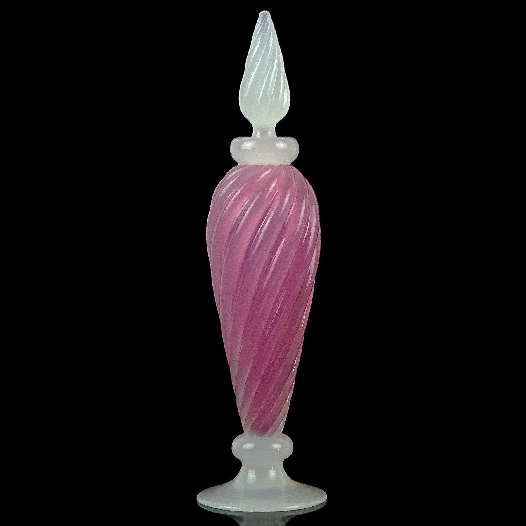 Mid-Century Modern Seguso Murano Pink White Opalescent Italian Art Glass Vanity Perfume Bottle