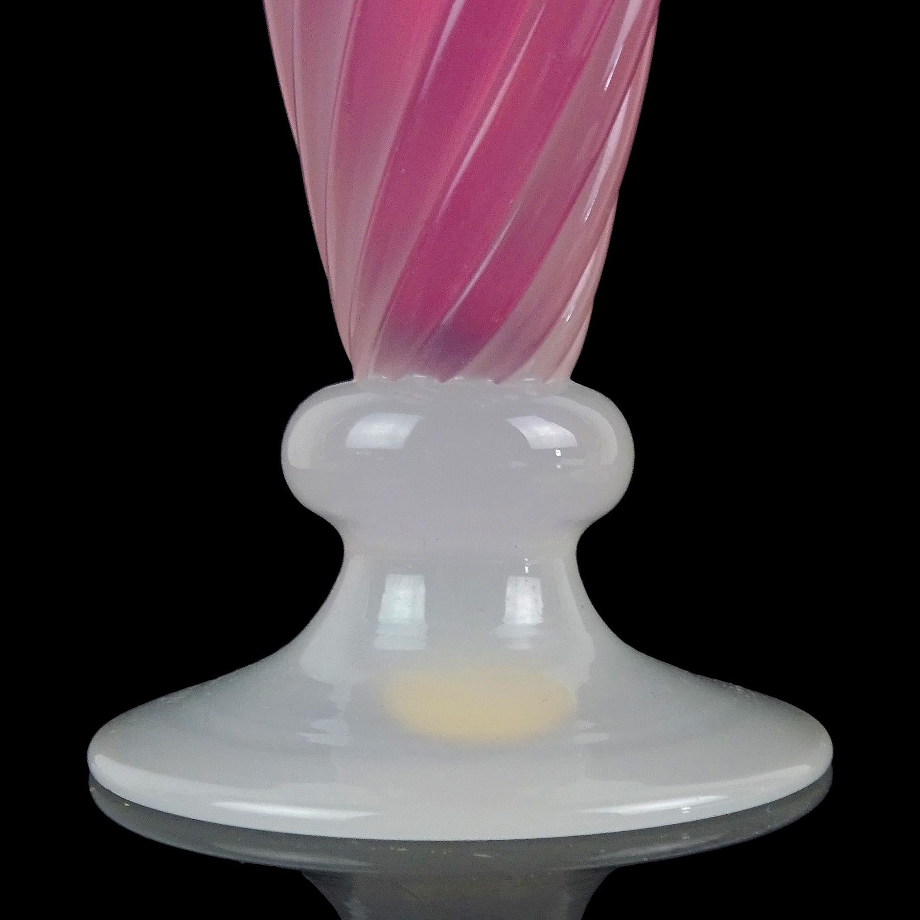 20th Century Seguso Murano Pink White Opalescent Italian Art Glass Vanity Perfume Bottle