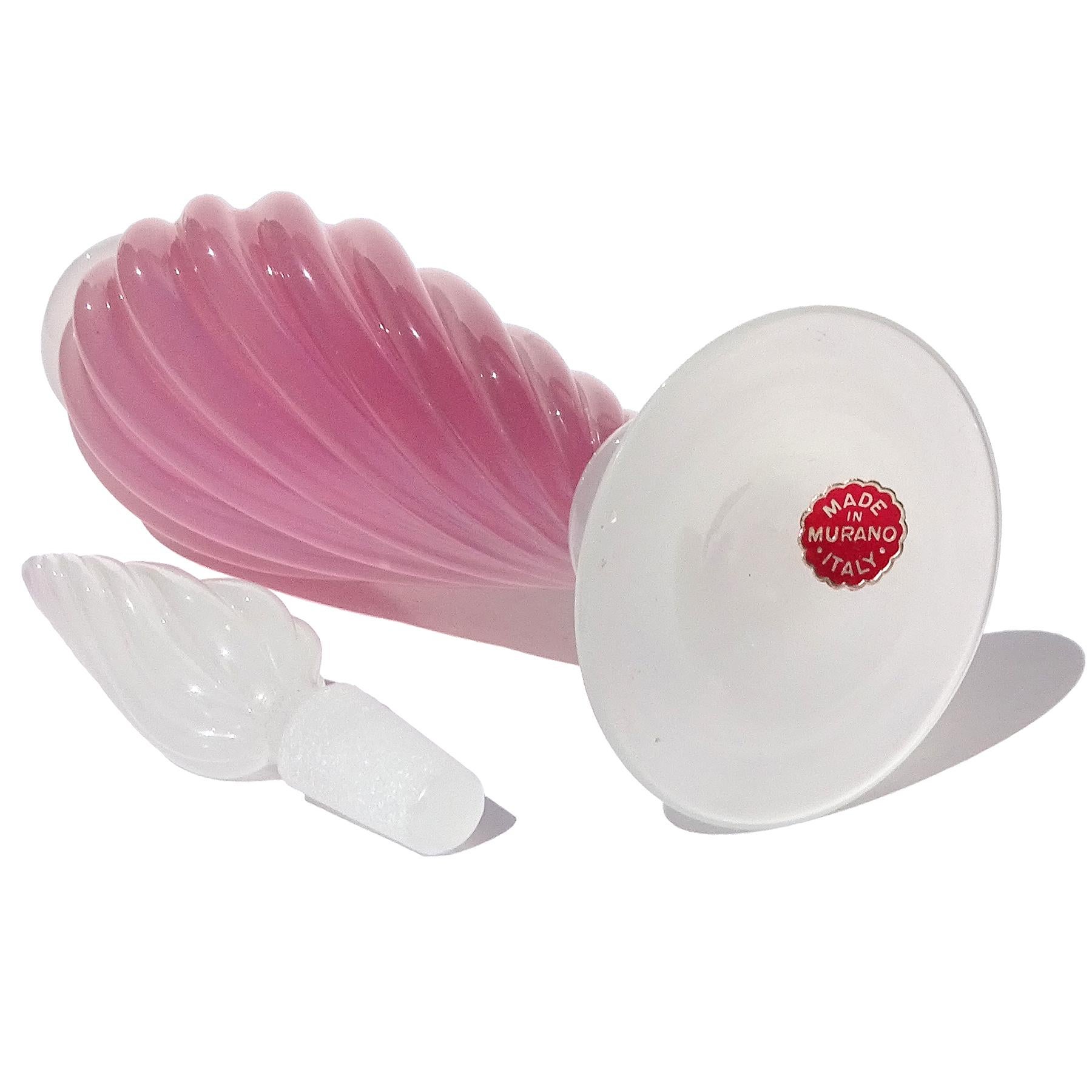 Seguso Murano Pink White Opalescent Italian Art Glass Vanity Perfume Bottle 1