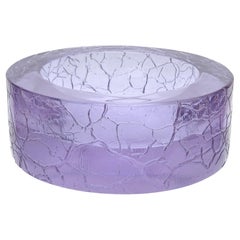 Seguso Murano Purple Lavender Alexandrite Italian Art Glass Crackle Surface Bowl