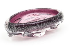 Vintage Seguso Murano Purple Pulegoso Bubble Glass Bowl with Appendages 60's