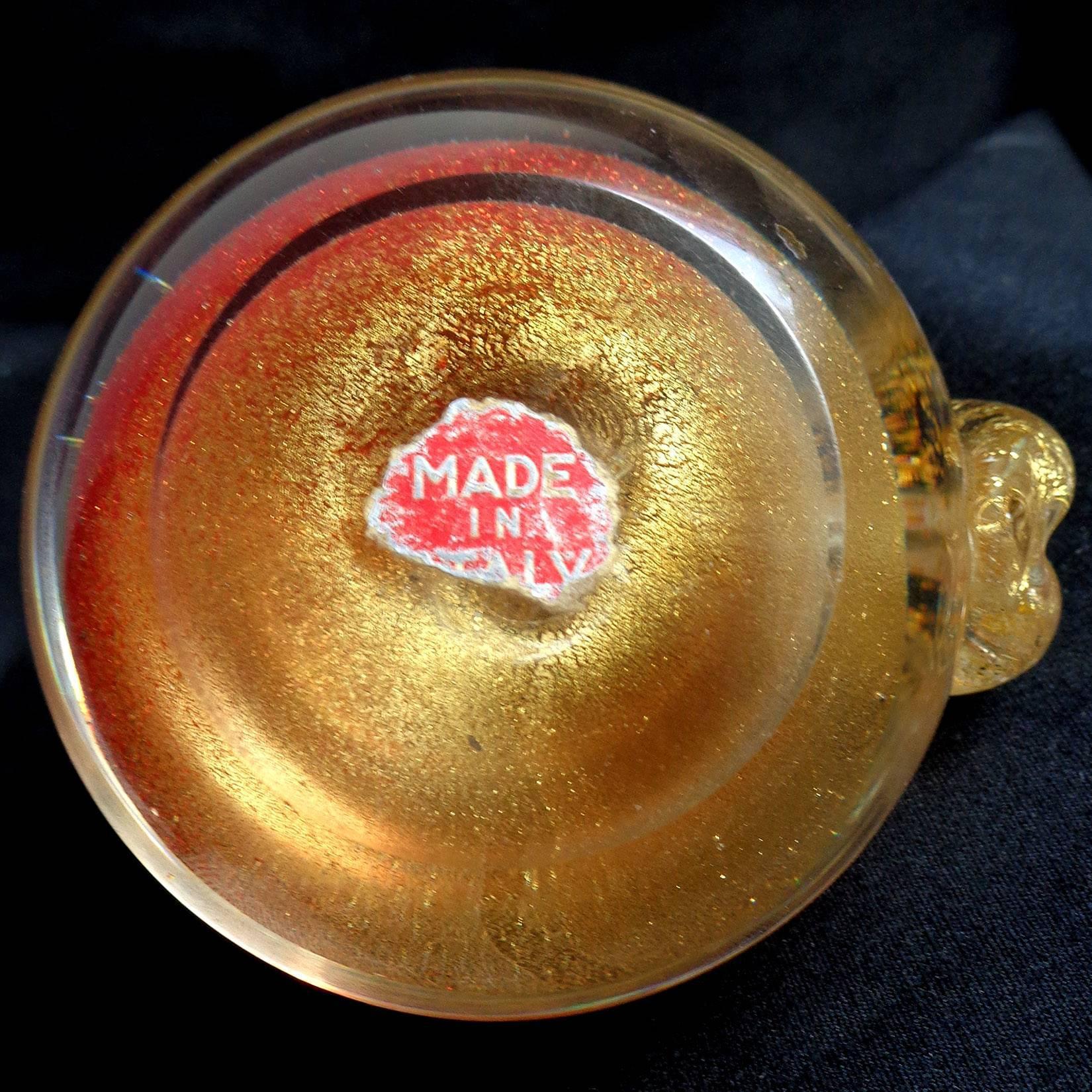 Italienisches Seguso-Briefbeschwerer-Set aus Murano-Kunstglas in Apfelform mit roten Goldflecken im Zustand „Gut“ im Angebot in Kissimmee, FL