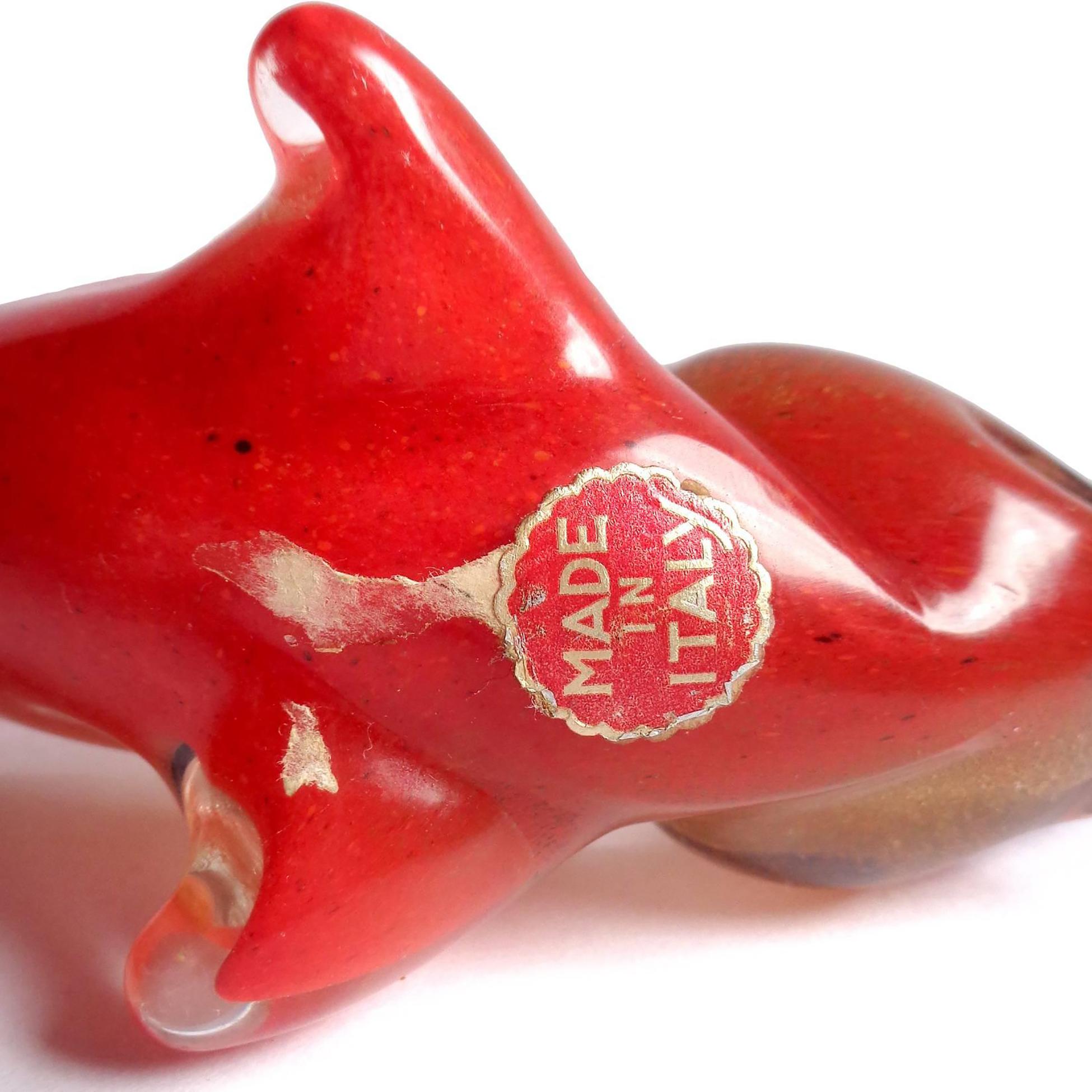 Seguso Murano Red Gold Flecks Purple Pulveri Italian Art Glass Fish Sculpture For Sale 2