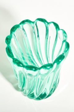 Seguso Murano Ribbed Sea Green Vase