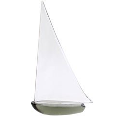 Seguso Murano firmato Topazio trasparente in vetro artistico italiano Scultura di barca a vela nautica