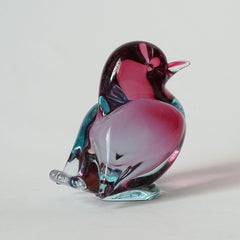 Seguso Murano Sommerso Art Glass Bird Sculpture, Italy, 1950s