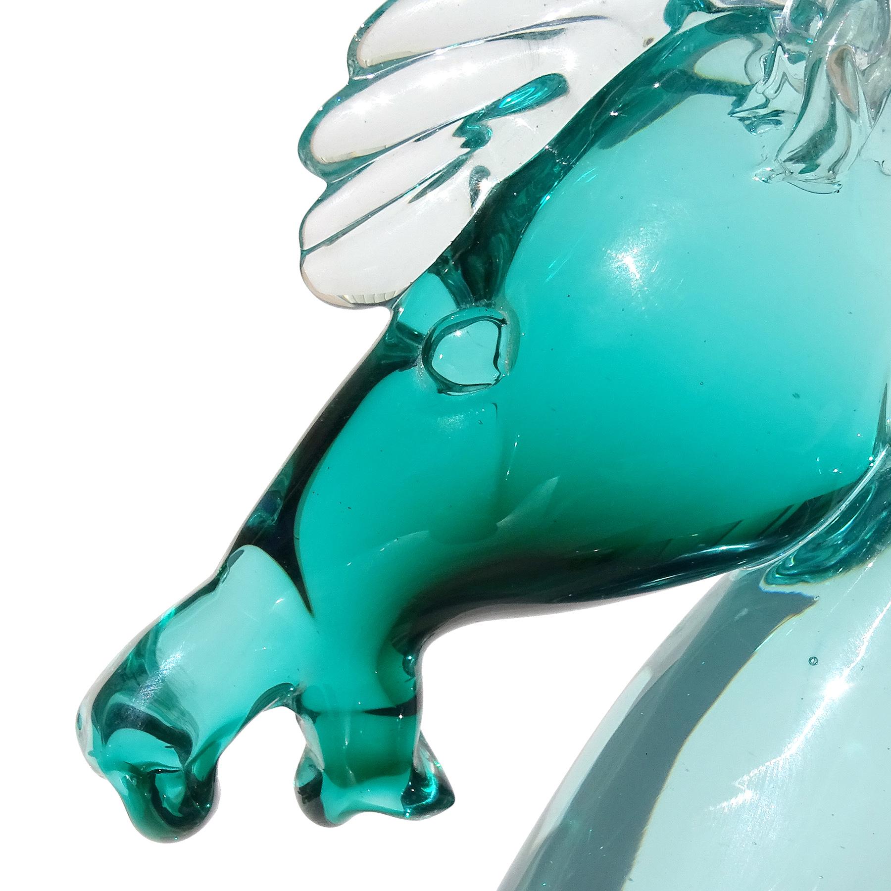 Mid-Century Modern Seguso Murano Sommerso sculpture italienne en verre vert tête de cheval en vente