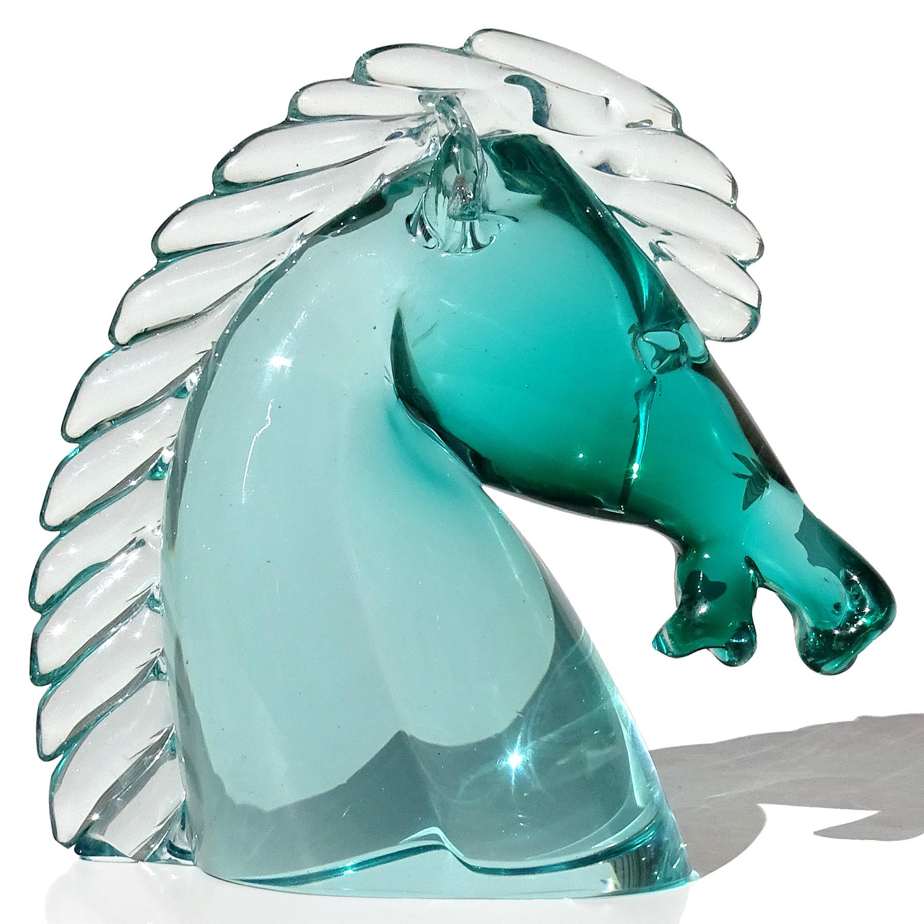 Seguso Murano Sommerso Grün Italienische Kunst Glas Pferdekopf Figur Skulptur im Zustand „Gut“ im Angebot in Kissimmee, FL