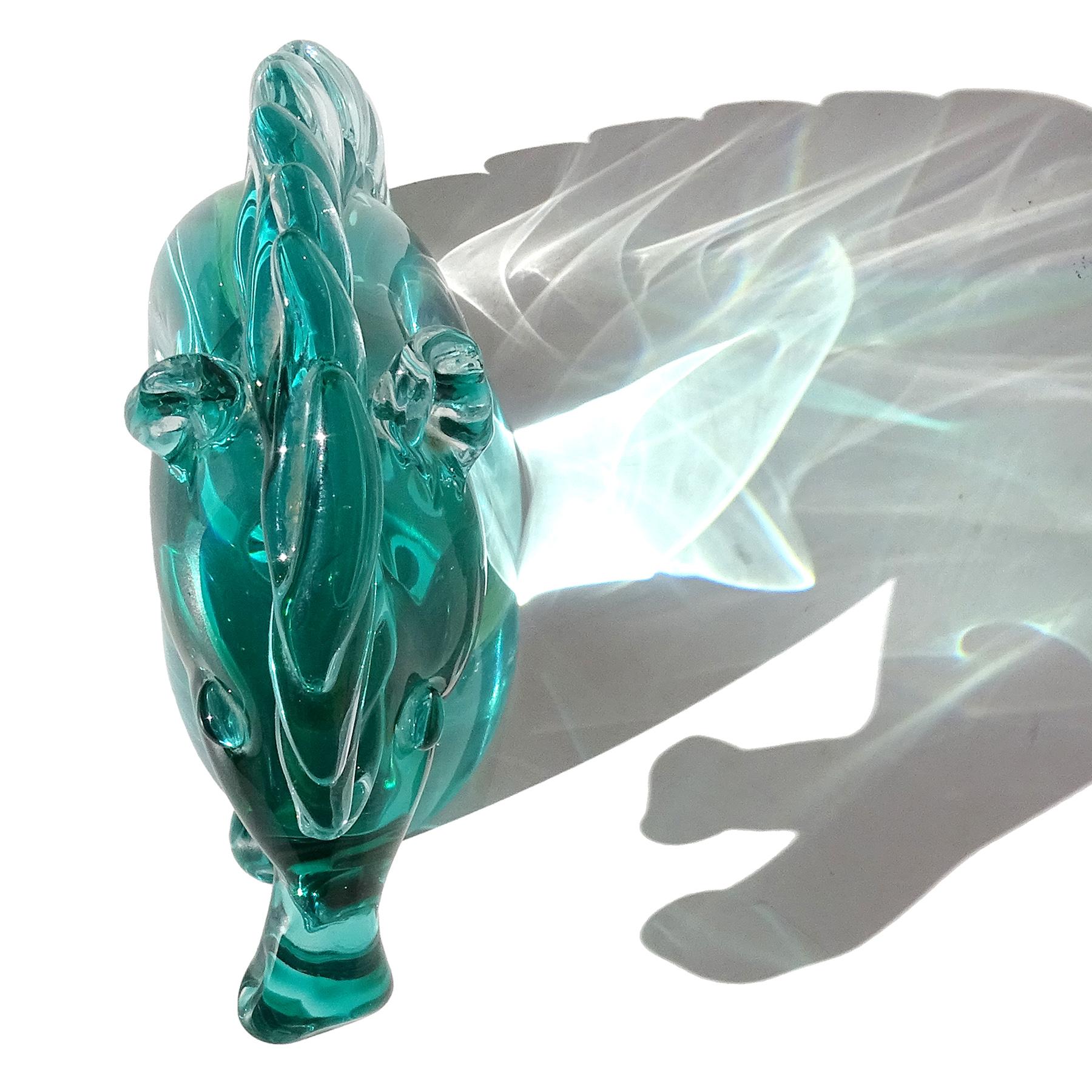 Verre sommerso Seguso Murano Sommerso sculpture italienne en verre vert tête de cheval en vente