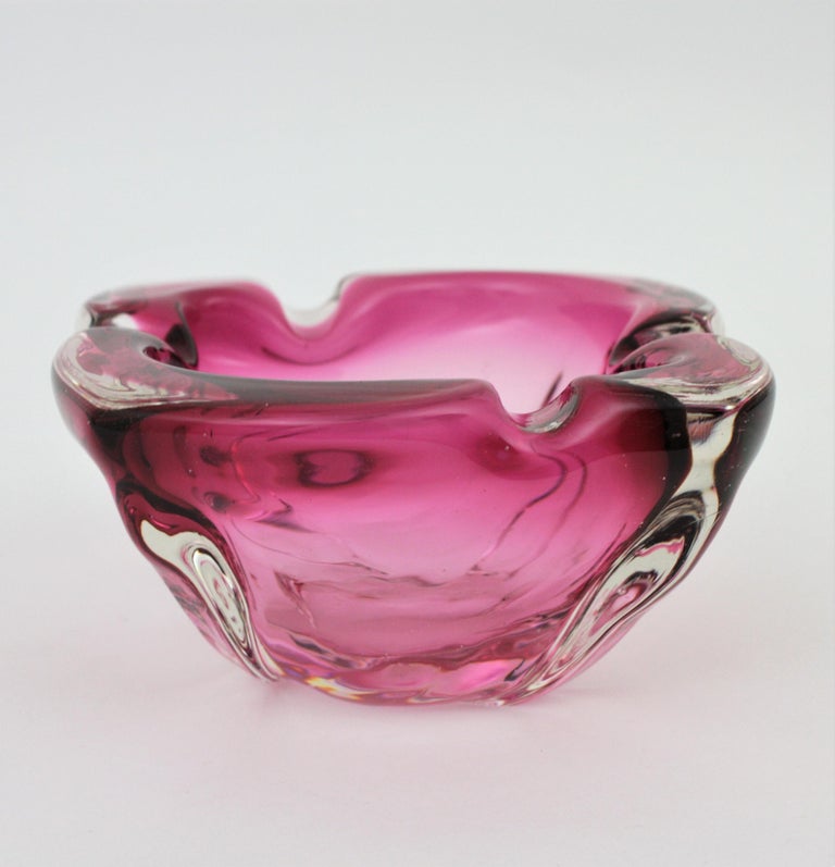 Seguso Murano Sommerso Pink and Clear Glass Bowl / Ashtray at 1stDibs ...