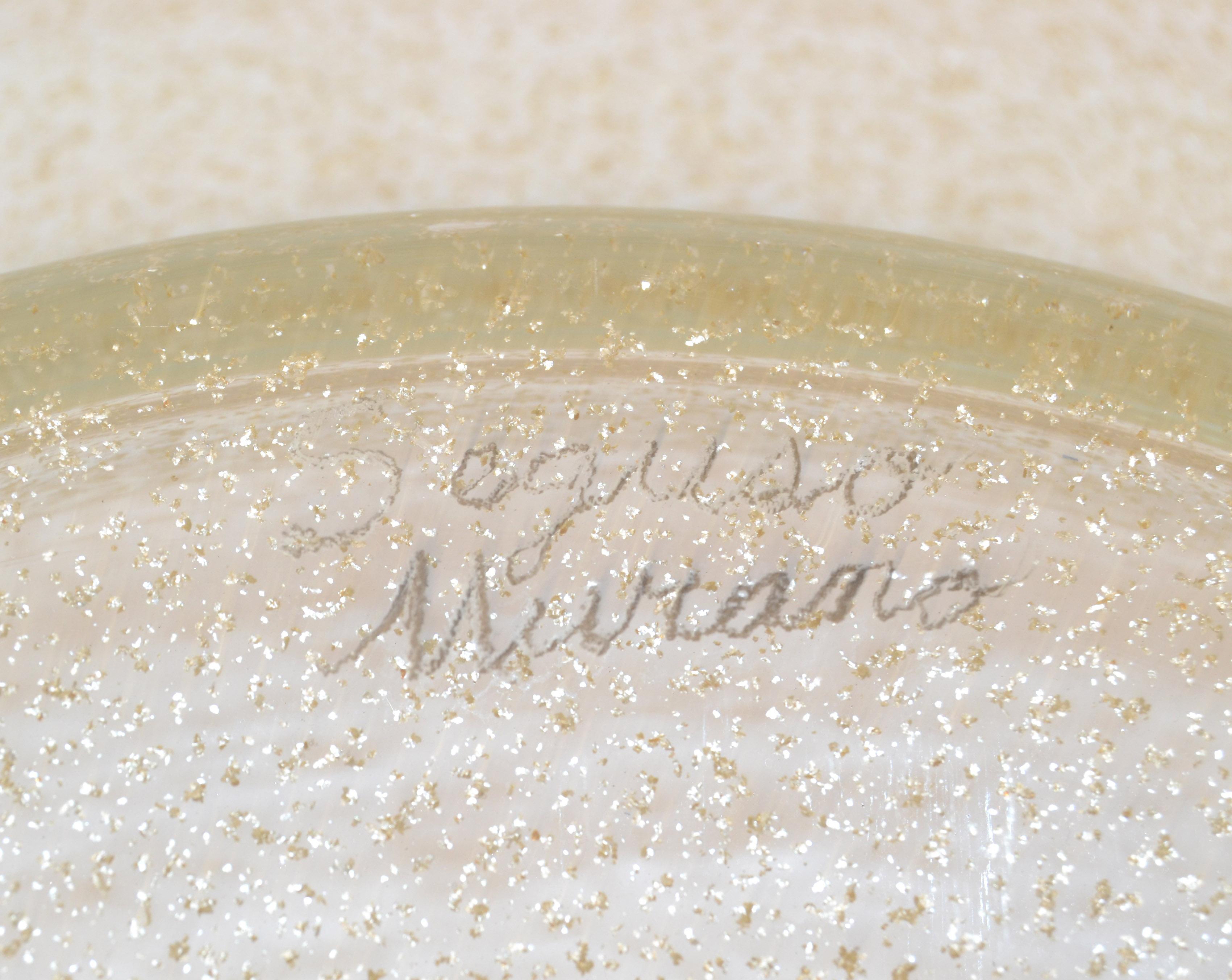 Seguso Murano Transparent & Gold Dust Flecks Centerpiece Bowl Platter Italy 1980 For Sale 4