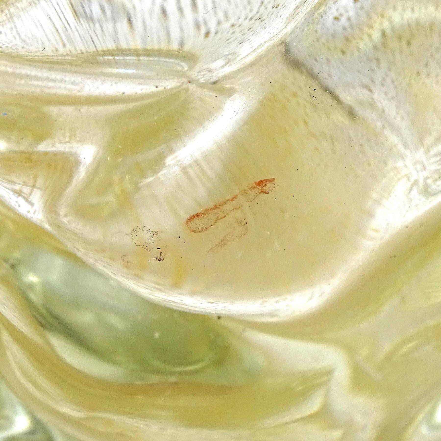 Hand-Crafted Seguso Murano Vintage Gold Flecks Flower Design Italian Art Glass Perfume Bottle