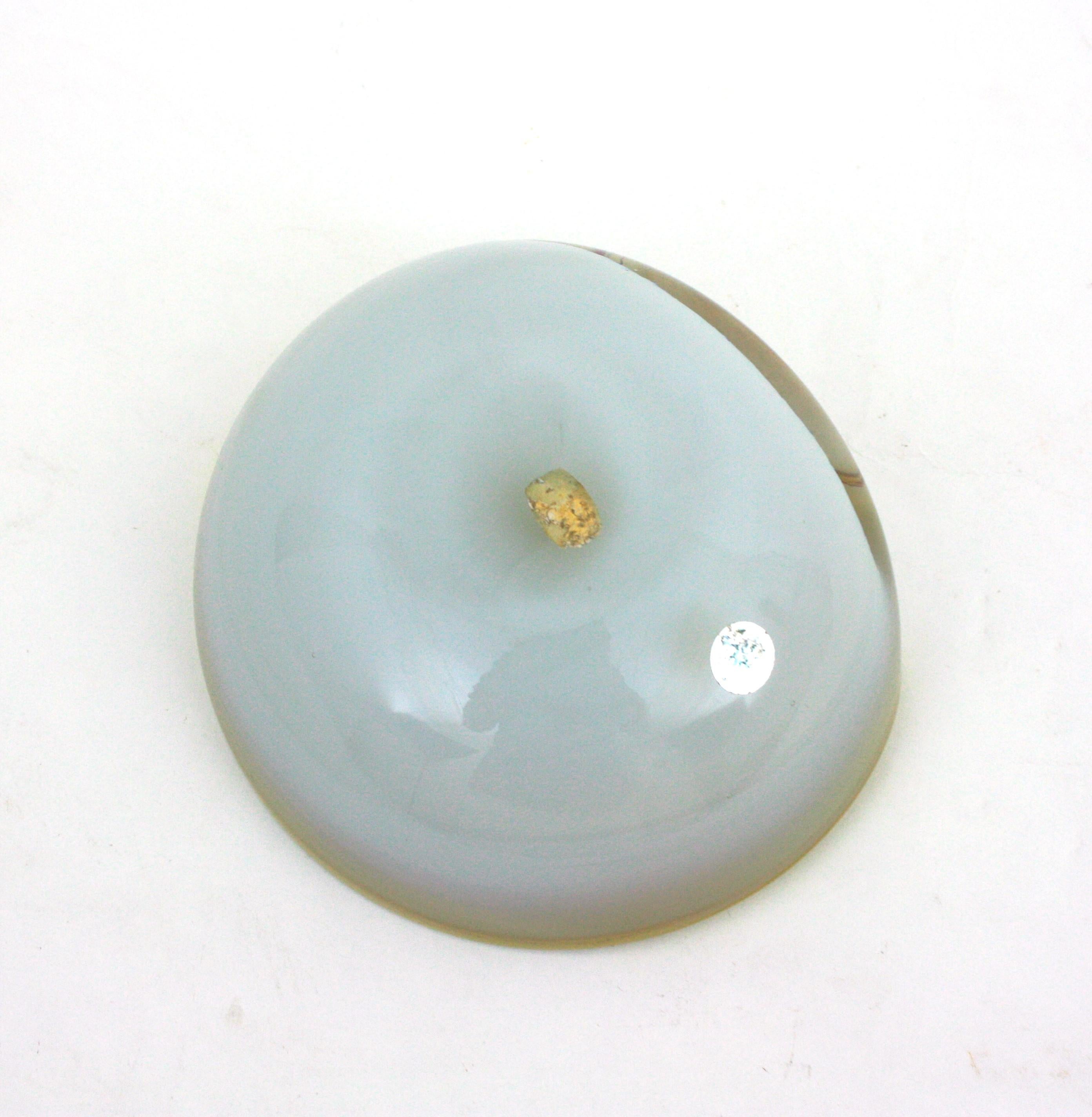 Seguso Murano Amarillo Ópalo Blanco Sommerso Cuenco / Cenicero Grande de Vidrio Artístico en venta 6