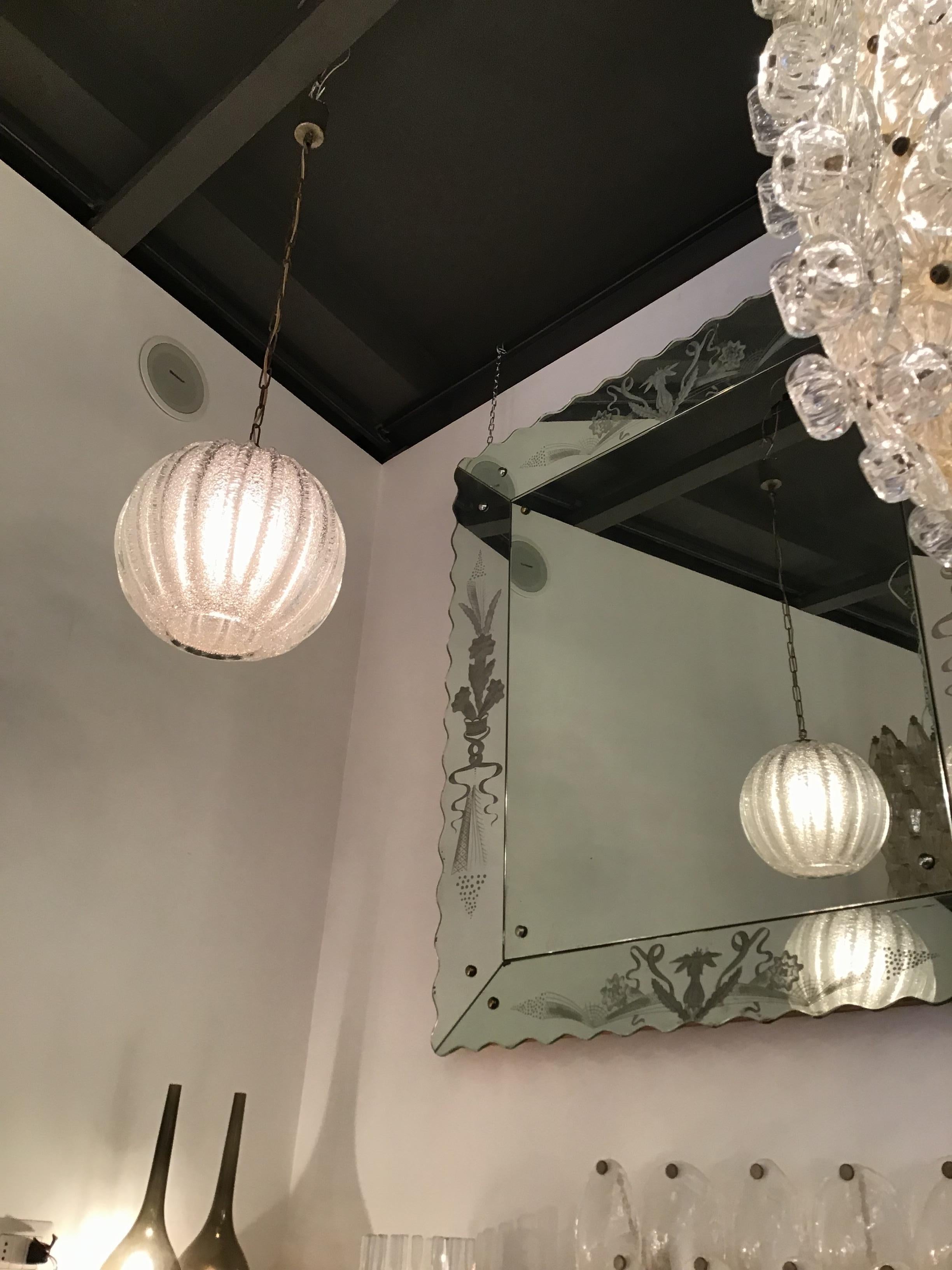 Seguso Murano glass chandeliers ”Dew“, 1940, Italy.