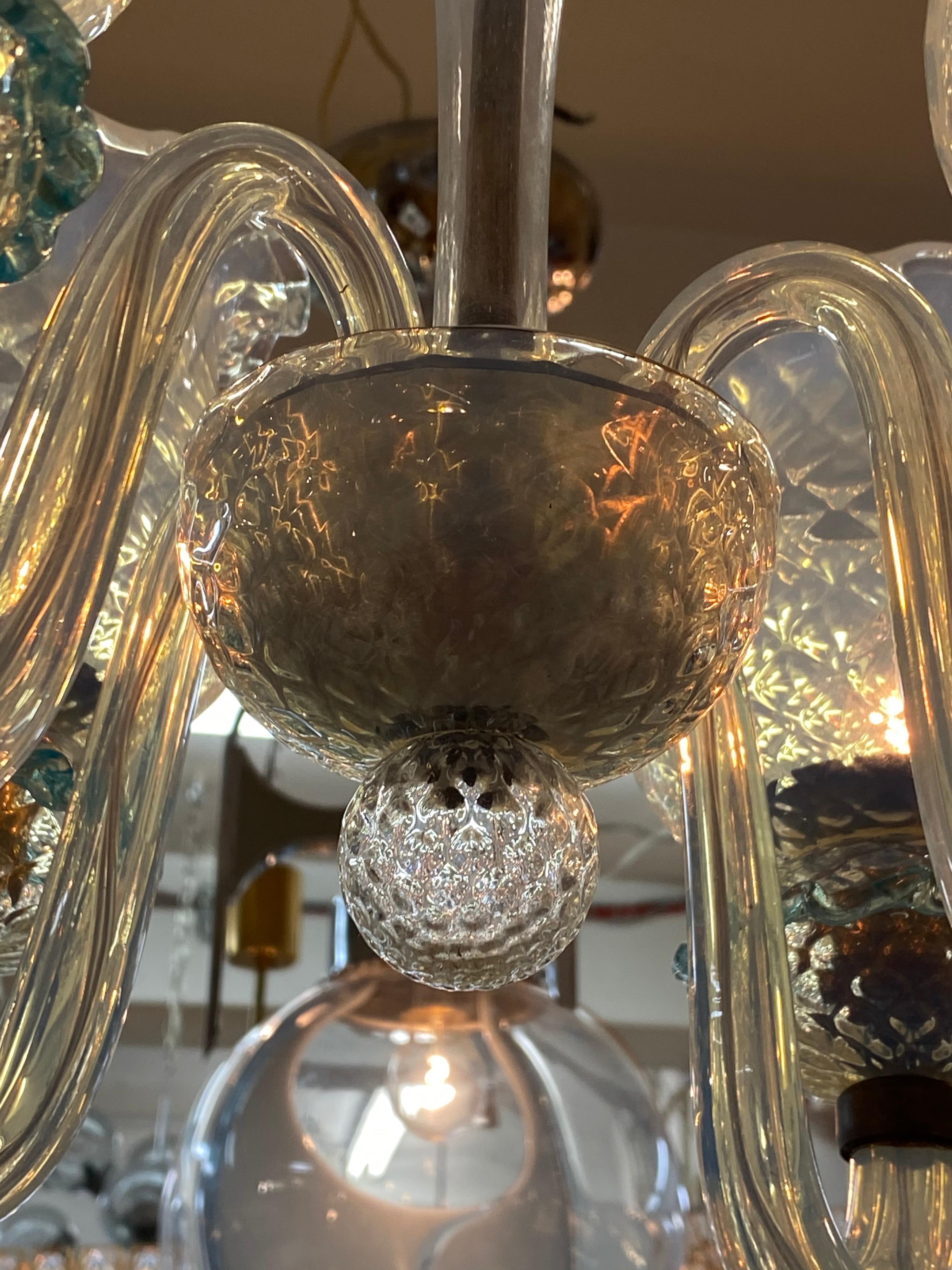 Seguso of Italy 1950s Murano Glass Chandelier 13