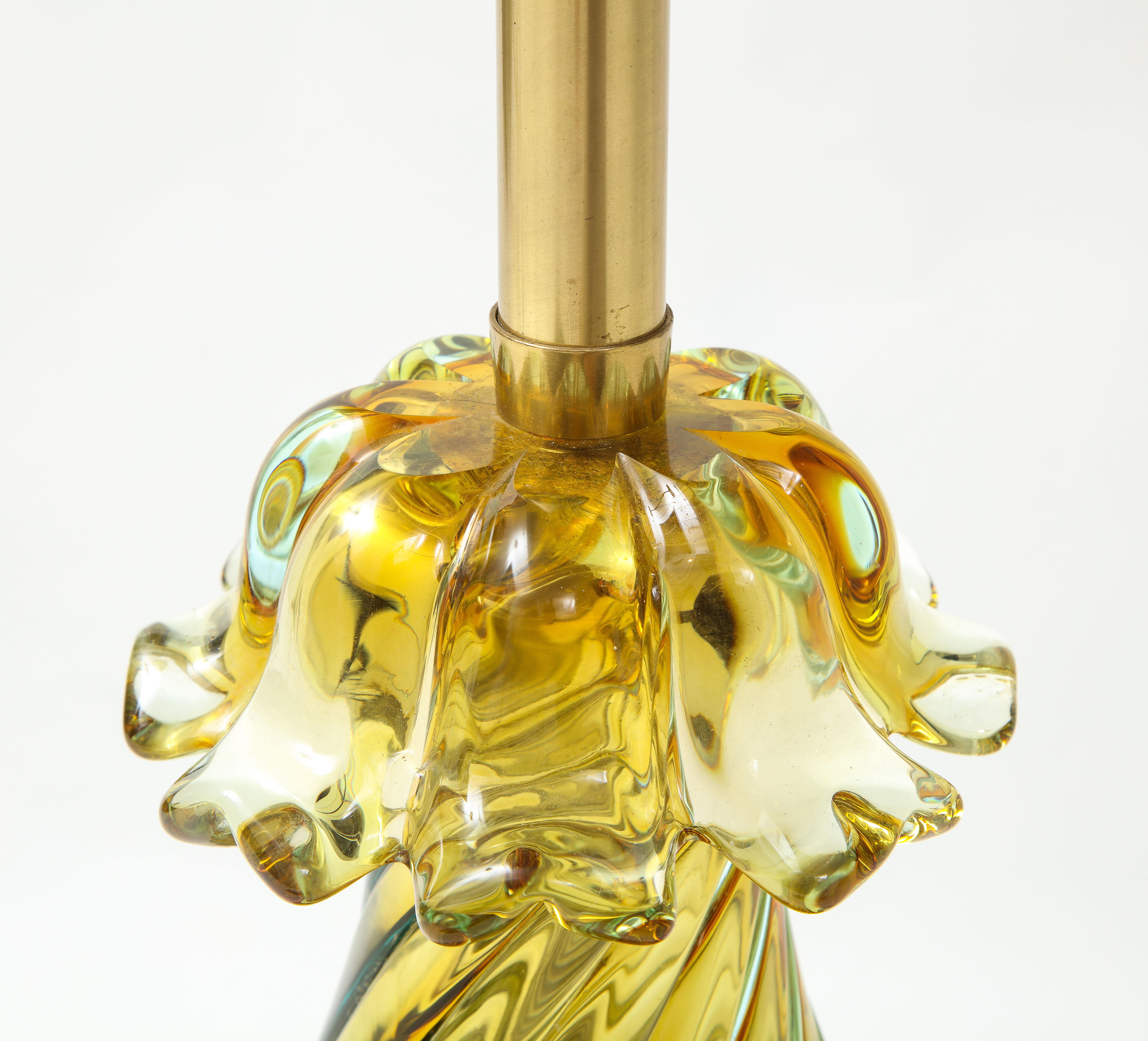 Seguso Peidot Murano Glass Lamps 2