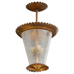 Seguso, Pendelleuchte, Messing, Glas, Italien, 1950er Jahre