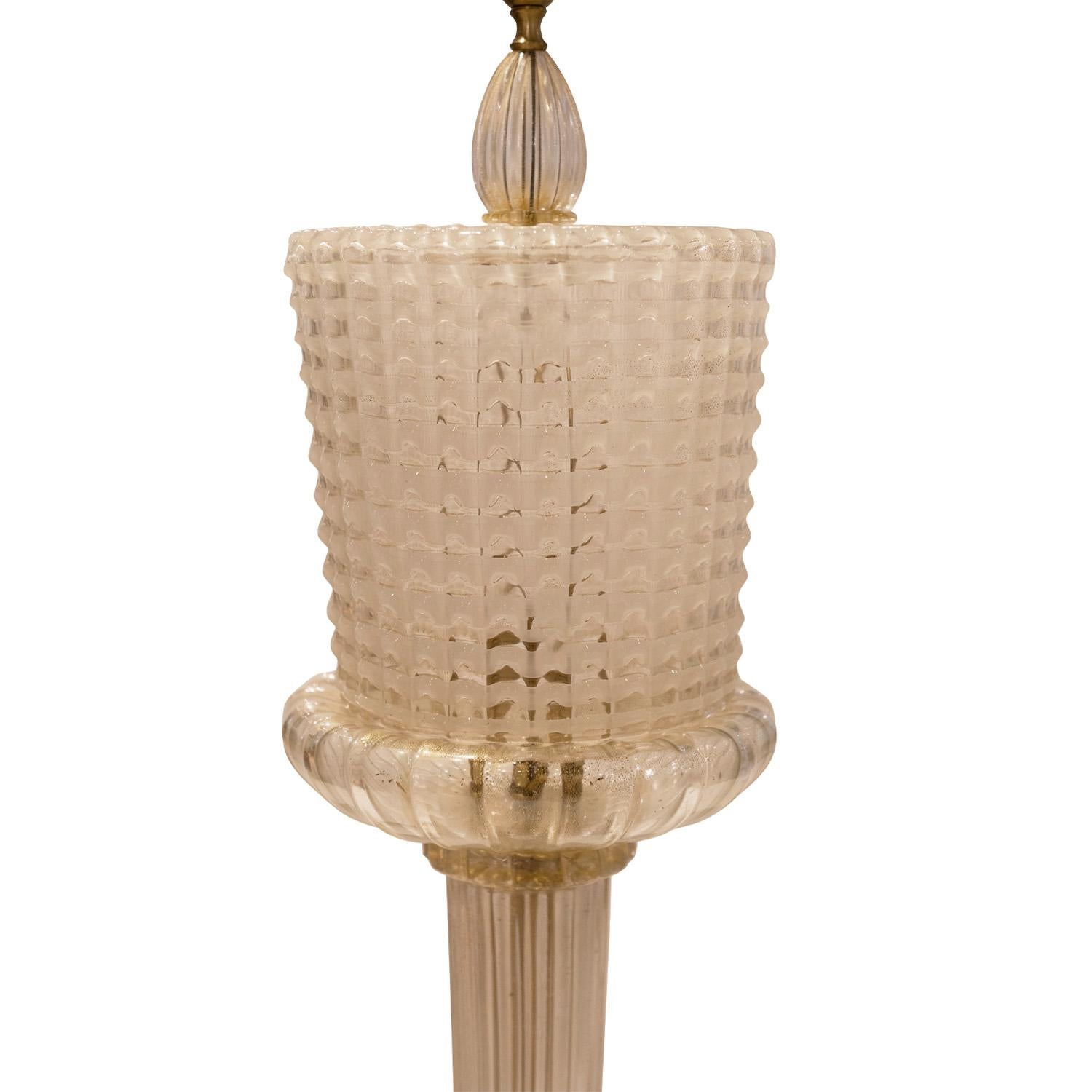 Mid-Century Modern Seguso Rare Large Hand-Blown Torchere Lamp with Gold Foil, 1950s For Sale