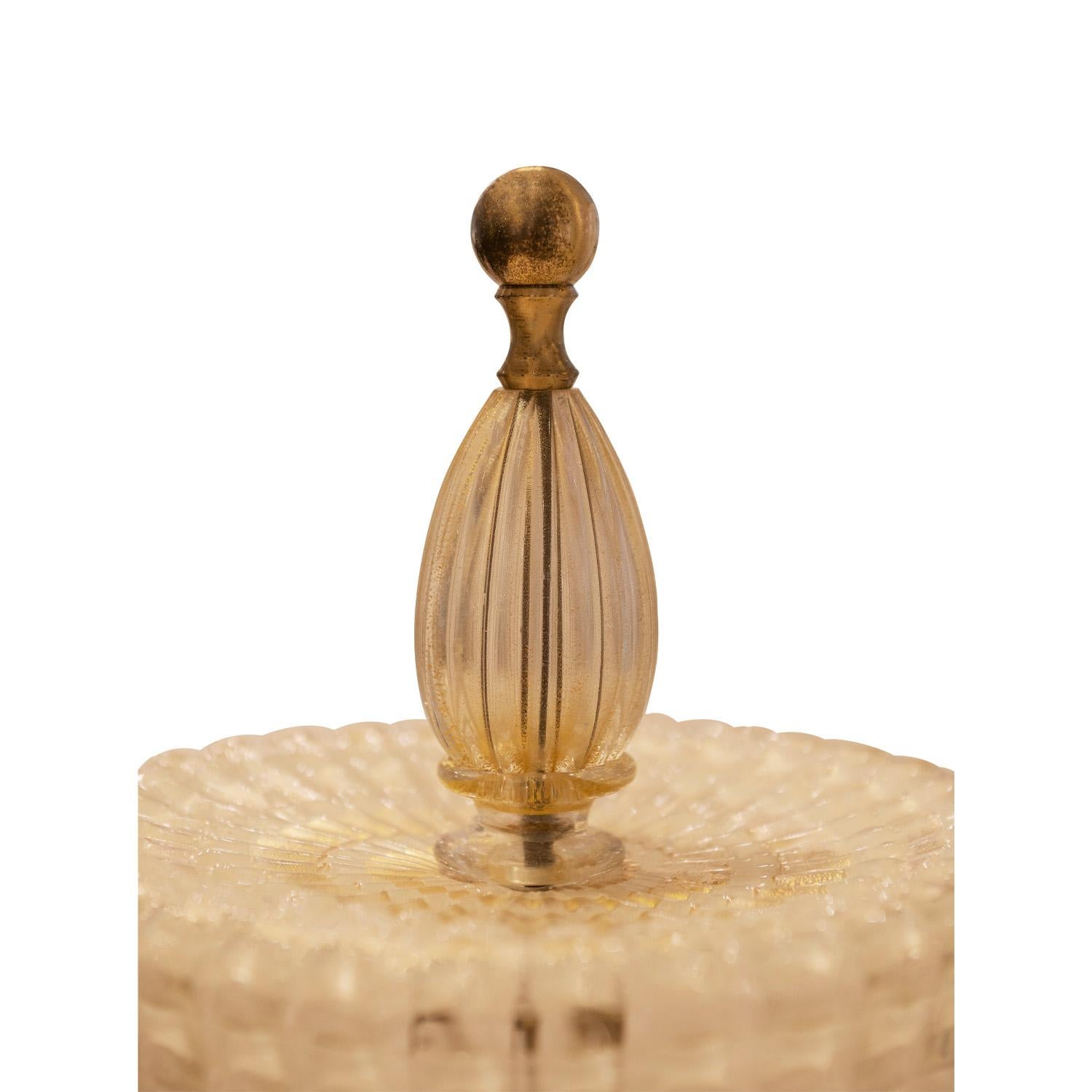 Italian Seguso Rare Large Hand-Blown Torchere Lamp with Gold Foil, 1950s For Sale