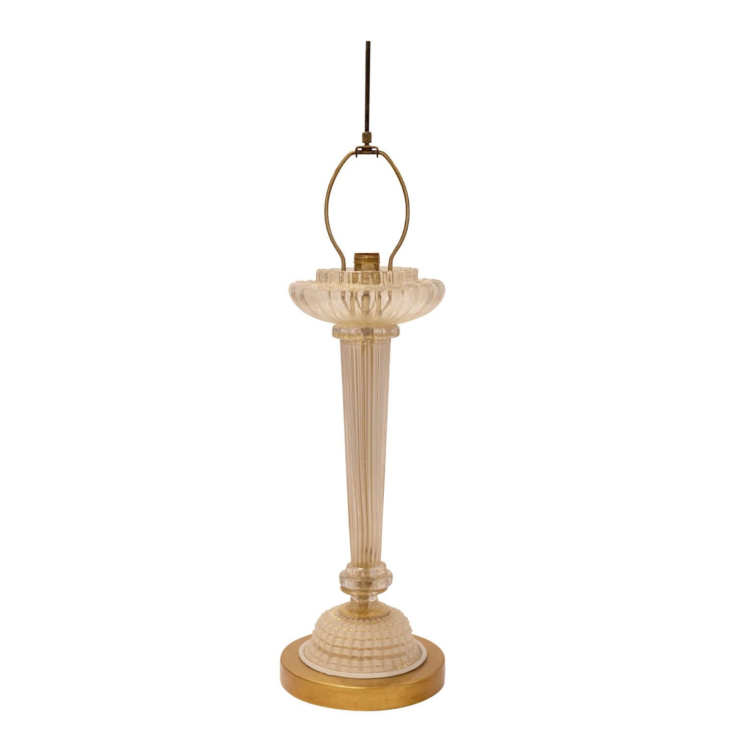 Seguso - Grande lampe torchère rare soufflée à la main avec feuille d'or, années 1950 Excellent état - En vente à New York, NY