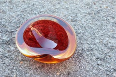 Seguso Red Ruby Bowl Ovoid Murano Glass Italian Design, 1960
