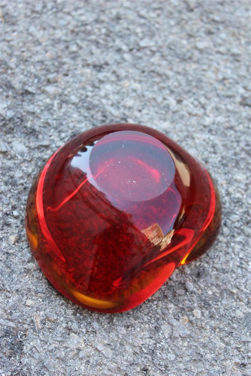 Mid-Century Modern Seguso Red Ruby Bowl Ovoid Murano Glass Italian Design, 1960