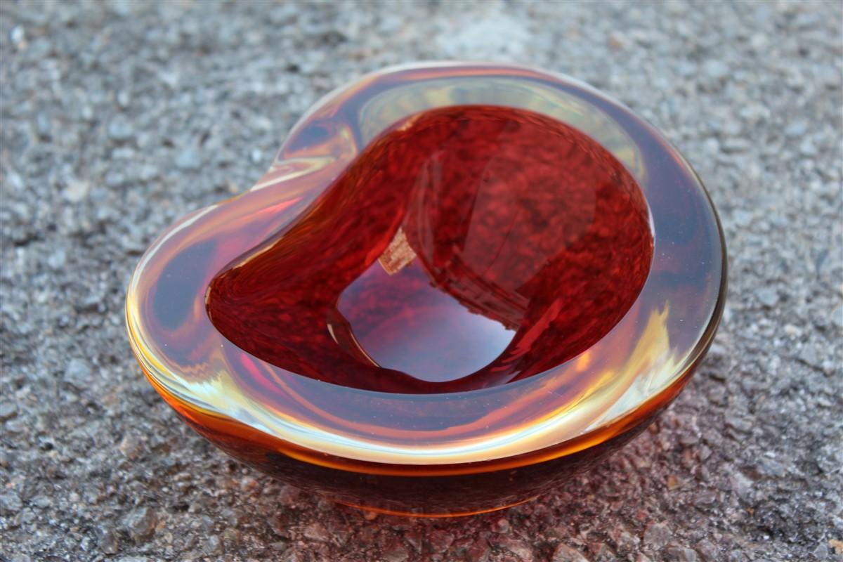 Mid-20th Century Seguso Red Ruby Bowl Ovoid Murano Glass Italian Design, 1960