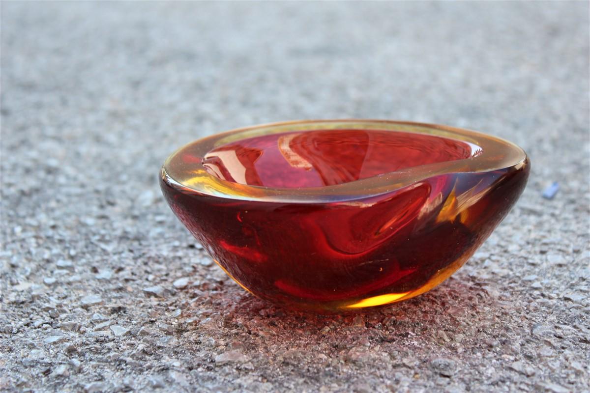 Seguso Red Ruby Bowl Ovoid Murano Glass Italian Design, 1960 1