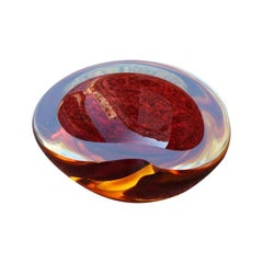Seguso Red Ruby Bowl Ovoid Murano Glass Italian Design, 1960