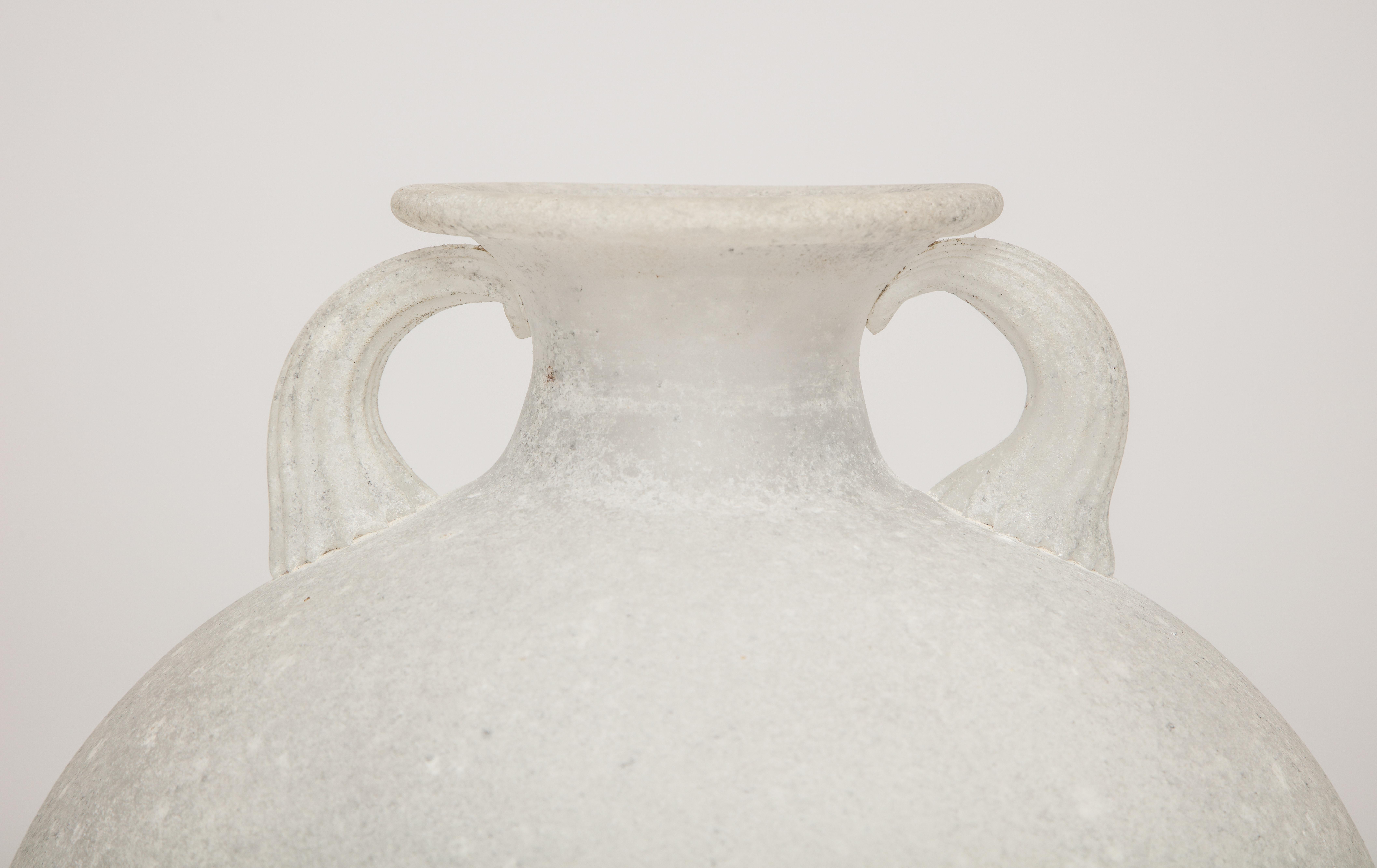 Modern Seguso Scavo Corroso Vase with Handles